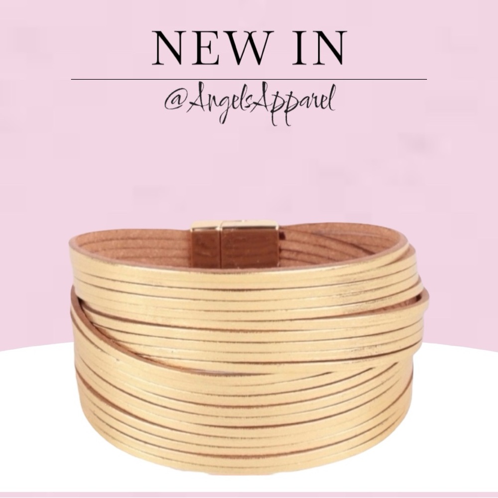 Vegan Multi-Strand Cuff Bracelet, Gold